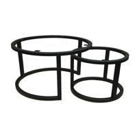 Salonset zwart rond Ø 70 cm, hoogte 37 cm en Ø 80 cm en hoogte 47 cm - thumbnail