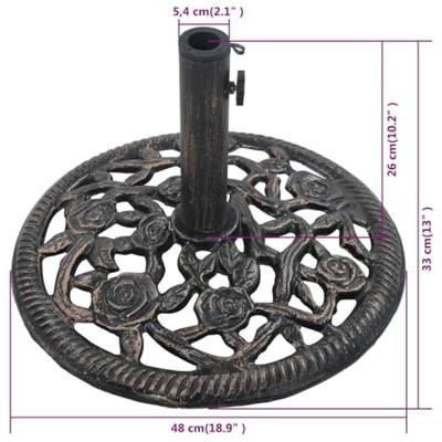 VidaXL Parasolvoet 12 kg 48 cm gietijzer bronskleurig - thumbnail