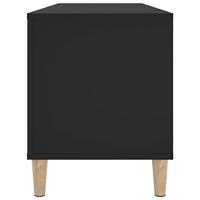 Platenkast 100x38x48 cm bewerkt hout zwart - thumbnail