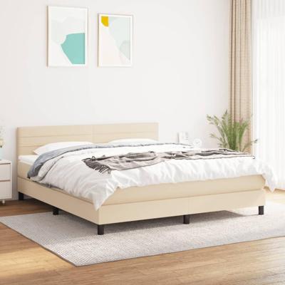 Boxspring met matras stof crèmekleurig 160x200 cm