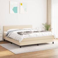 Boxspring met matras stof crèmekleurig 160x200 cm - thumbnail