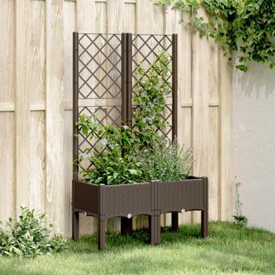 Plantenbak met latwerk 80x40x142 cm polypropeen bruin Plantenbak met latwerk 80x40x142 cm polypropeen bruin