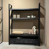 Livingfurn Hoog TV-meubel 'Norris' Mangohout en staal, 150 cm - thumbnail