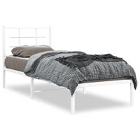 Bedframe met hoofdbord metaal wit 80x200 cm - thumbnail