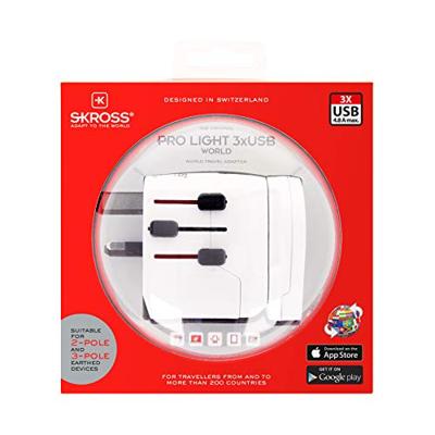 Skross 1302555 Reisstekker Pro Light 3xUSB World