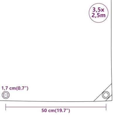 Dekzeil 650 g/m 3,5x2,55 m zwart