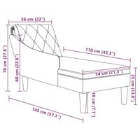 Chaise longue met kussen en rechterarmleuning stof wolk grijs - thumbnail
