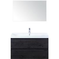 Maxx XL Badmeubelset 100 cm - Black Oak - Wastafel Just 1 Kraangat met Spiegel - thumbnail