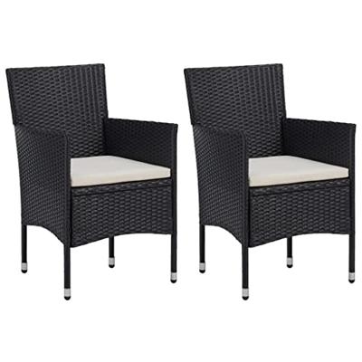 3-delige Tuinset poly rattan en gehard glas zwart - thumbnail