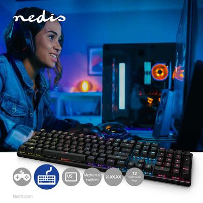 Bedraad Gaming Toetsenbord | USB Type-A | Mechanische Toetsen | LED | QWERTY | US Internationaal | USB Gevoed | Lengte stroomkabel: 1.50 m | Gaming Bedraad Gaming Toetsenbord | USB Type-A | Mechanische Toetsen | LED | QWERTY | US Internationaal | USB Gevoed | Lengte stroomkabel: 1.50 m | Gaming