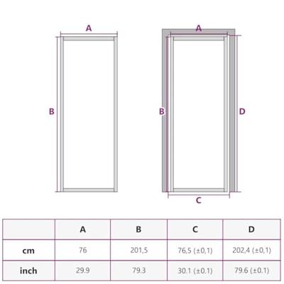 Binnendeur smal 76x201,5 cm gehard glas en aluminium zwart