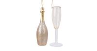 Champagnefiguur glas kadoset 2st hangdeco Decoris - Decoris - thumbnail