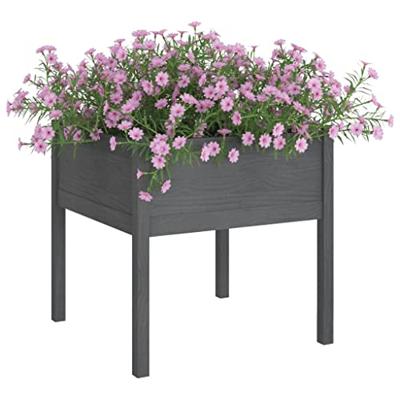 VidaXL Plantenbakken 2 st 70x70x70 cm massief grenenhout grijs