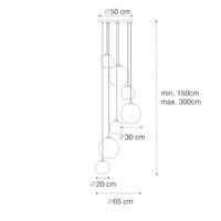 QAZQA Art Deco Hanglamp messing met blauw glas rond 7-lichts - Sandra - thumbnail