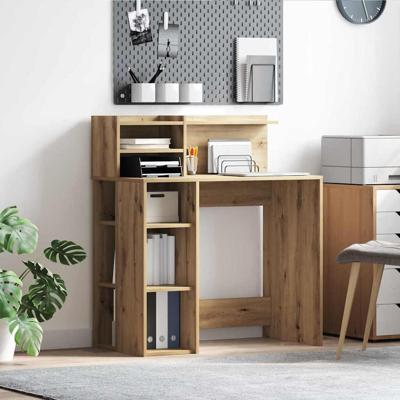 Bureau met opbergruimte met plank artisanaal eikenkleurig