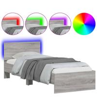Bedframe met hoofdeinde en LED grijs sonoma eiken 140x200 cm - thumbnail