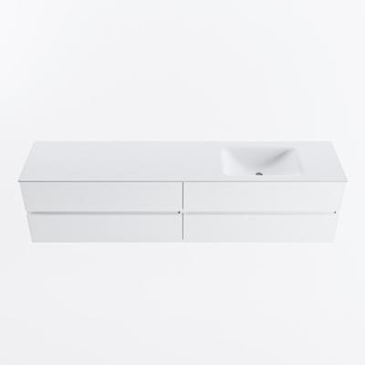 MONDIAZ VICA 200cm badmeubel onderkast Talc 4 lades. Wastafel CLOUD rechts 1 kraangat, kleur Talc.