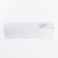 MONDIAZ VICA 200cm badmeubel onderkast Talc 4 lades. Wastafel CLOUD rechts 1 kraangat, kleur Talc. - thumbnail