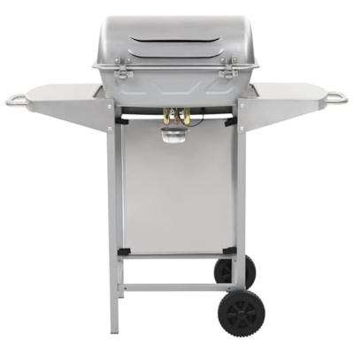 VidaXL Gasbarbecue en grill met 2 kookzones roestvrij staal zilver