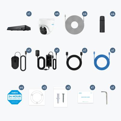 Reolink Netzwerkkamera NVS8-8MD4 IP-Bewakingscameraset LAN 8-kanaals Met 4 cameras 3840 x 2160 Pixel