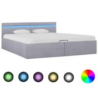 Bedframe met opbergruimte en LED stof lichtgrijs 160x200 cm - thumbnail