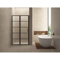 Horizon nisdeur met vast deel en raster 1000 x 2000 x 8mm nano helder glas/mat zwart - thumbnail