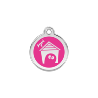 Dog House Hot Pink roestvrijstalen hondenpenning small/klein dia. 2 cm RedDingo - Reddingo - thumbnail