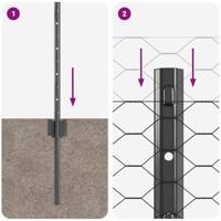 VidaXL Hek met paal grijs 0,8 x 10 m staal en pvc - thumbnail