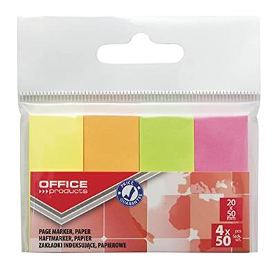 OFFICE products index, ft 20 x 50 mm, ophangzakje van 4 x 50 tabs, geassorteerde neonkleuren