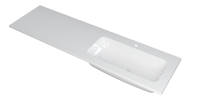 INK Faktor Wastafel Polystone Rechts met 1 Kraangat - 1600x450x15 mm - Glans Wit - thumbnail