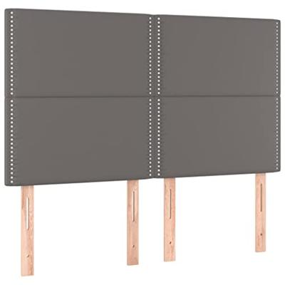 Bedframe met hoofdbord kunstleer grijs 140x200 cm