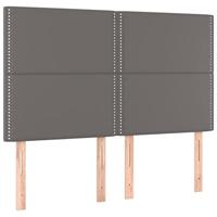 Bedframe met hoofdbord kunstleer grijs 140x200 cm - thumbnail