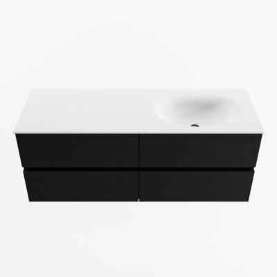 MONDIAZ VICA 130cm badmeubel onderkast Urban 4 lades. Wastafel MOON rechts zonder kraangat, kleur Talc.