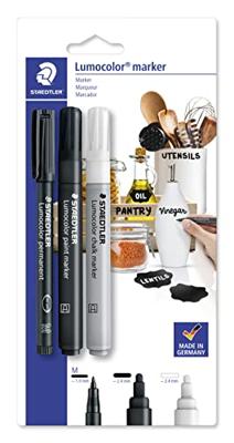 Staedtler Permanent marker Lumocolor Zwart, Wit 3 stuk(s)
