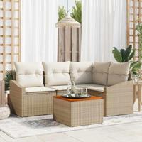 Tuinbankenset met opslag 5 pcs Beige en Crème poly rattan - thumbnail