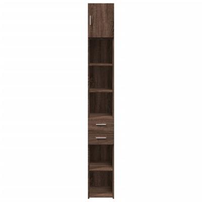 Opbergkast smal 30x42,5x225 cm bewerkt hout bruin eikenkleurig - thumbnail
