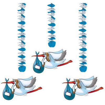 Folat BV Blauwe hangdecoratie, 3st.
