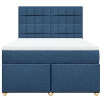 Boxspring met matras stof blauw 140x200 cm - thumbnail