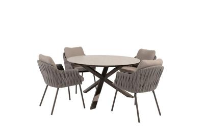 Cannes diningset met Prado tafel terre keramiek rond dia. 130 cm Taste - Taste