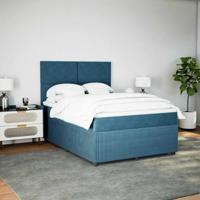 Boxspring met matras fluweel blauw 160x200 cm - thumbnail