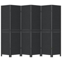 Kamerscherm met 6 panelen massief paulowniahout zwart - thumbnail