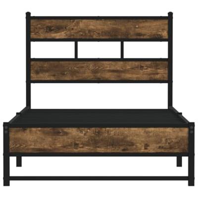 Bedframe zonder matras metaal gerookt eikenkleurig 75x190 cm