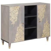 Dressoir Grijs en Goud 90 x 33.5 x 75 cm Massief mangohout - thumbnail