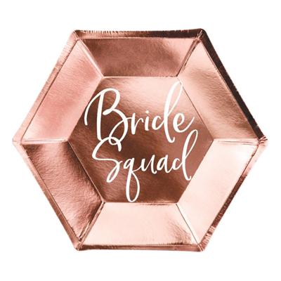 Feestborden Bride Squad Rose Goud - 6 stuks