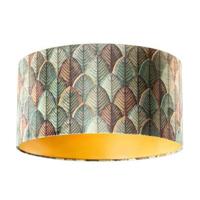 QAZQA Velours lampenkap blad dessin met gouden binnenkant 50|50|25 - thumbnail