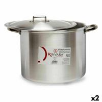 Casserolepan met deksel Kinvara Zilverkleurig Aluminium 44 x 30 x 35 cm (2 Stuks) - thumbnail