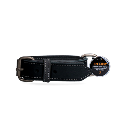 Spotted! Pro Leren Halsband Zwart 3 x 55 cm