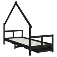Kinderbedframe 80x200 cm massief grenenhout zwart - thumbnail