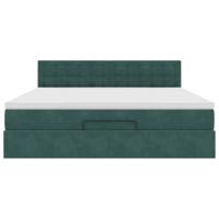 Ottoman bed met matras 180x200 cm fluweel donkergroen - thumbnail