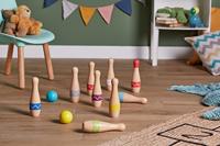 Small Foot - houten kegelspel met zigzag patroon, 11dlg. - thumbnail